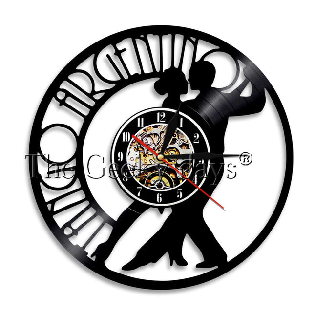 Schallplattenuhr mit Tango Tänzer Motiv