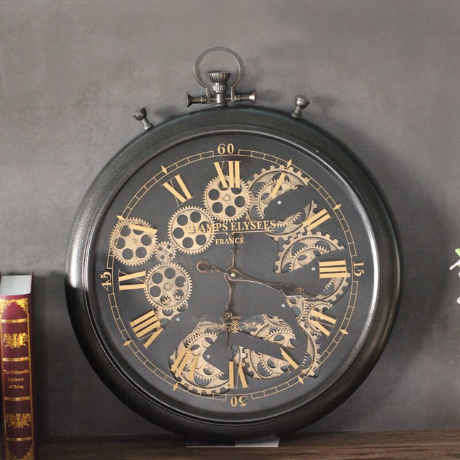 Große Stoppuhr Wanduhr mit Zahnrädern