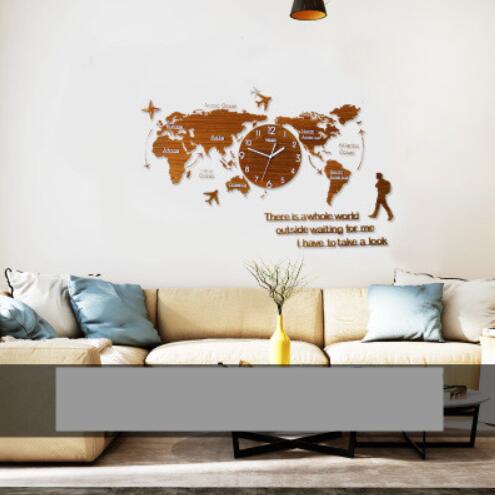 Silberne Weltkarten-Wanduhr aus Acryl