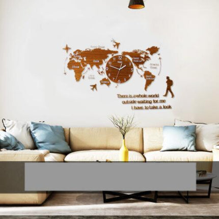 Silberne Weltkarten-Wanduhr aus Acryl