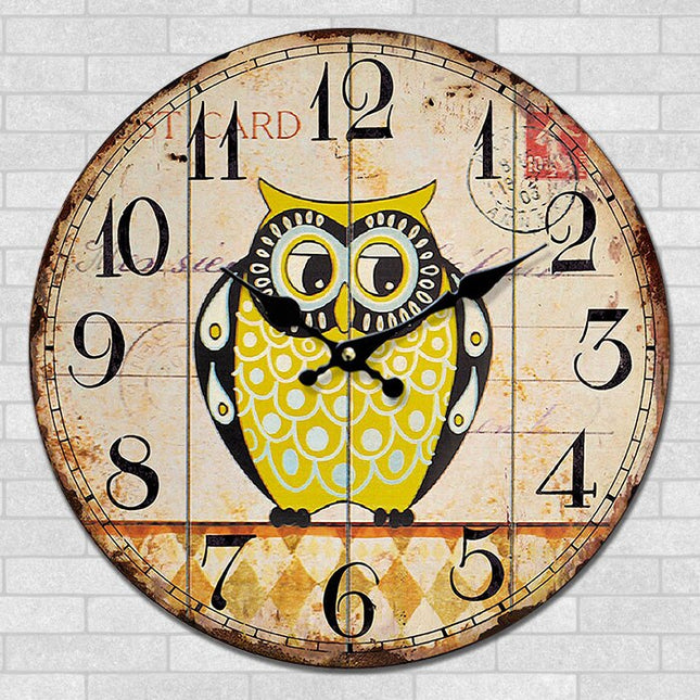 Runde Wanduhr für Kinder mit Eulenmotiv