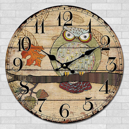 Runde Wanduhr für Kinder mit Eulenmotiv