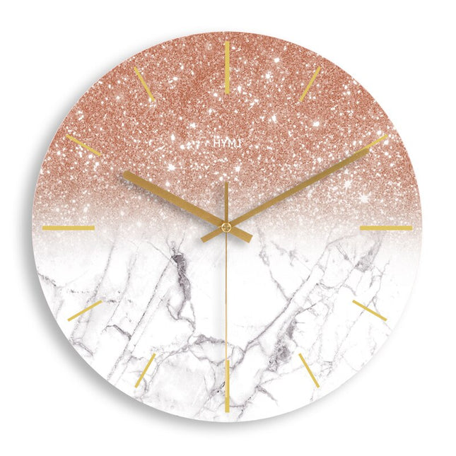 Runde Wanduhr Marmor und Glitzer
