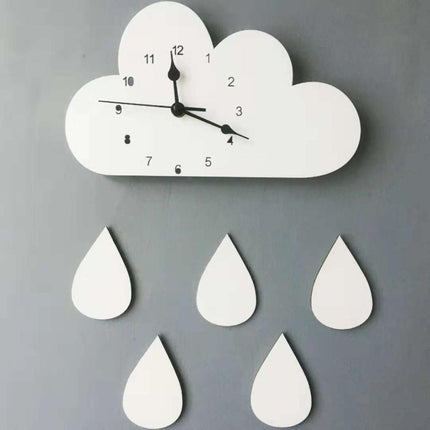 Wanduhr Wolke mit bunten Regentropfen