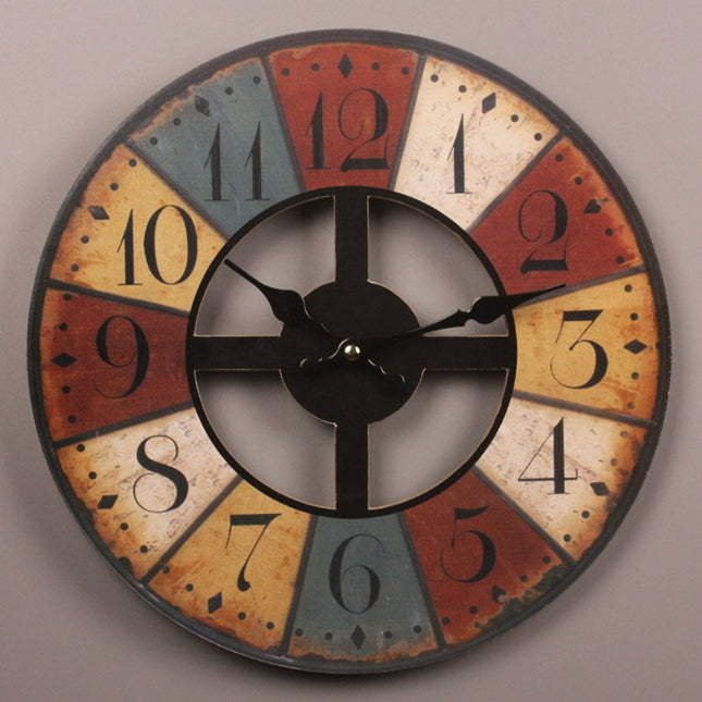 Rustikale Wanduhr aus Holz große Zahlen