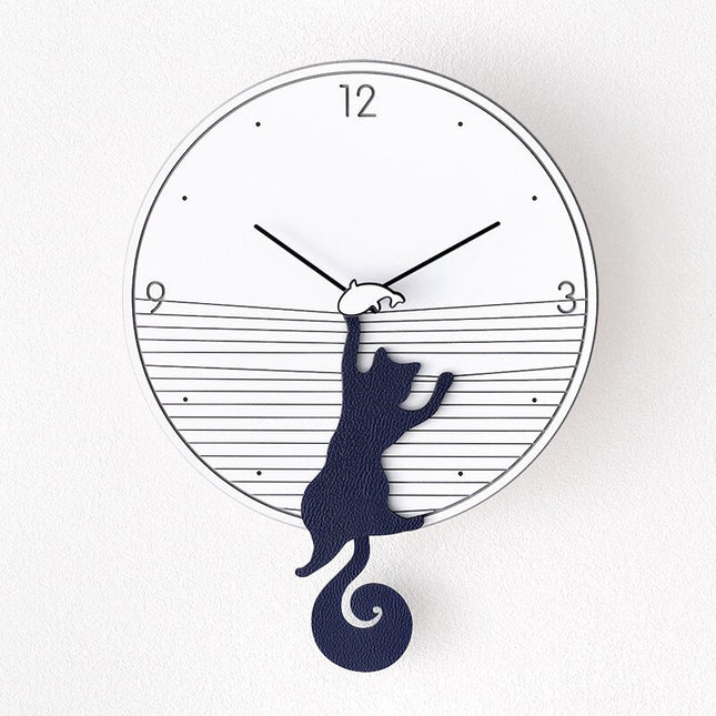 Lustige Wanduhr Katze mit Pendel