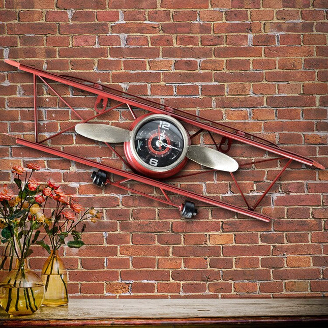 Vintage Wanduhr im Flugzeug-Design Metall