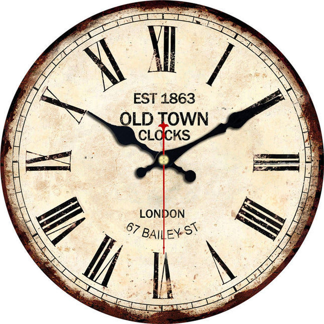 Vintage Wanduhr London Stil Cremeweiß