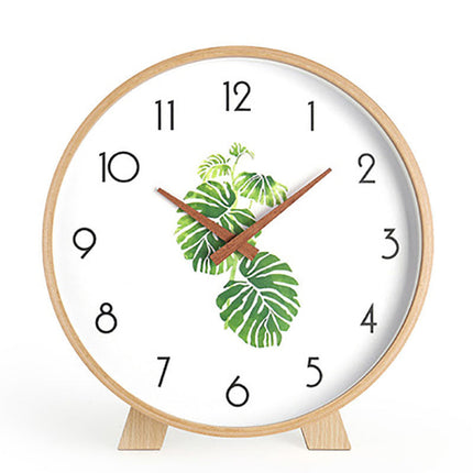 Minimalistische Tischuhr aus hellem Holz