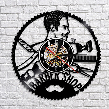 Schallplattenuhr für Friseursalon Barbershop Deko