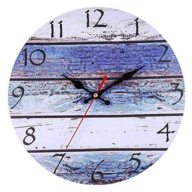 Bunte Vintage Wanduhr in Holzoptik