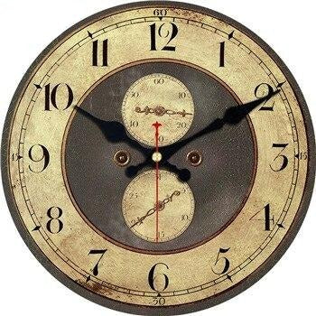 Runde Vintage Wanduhr Holz Weltkarte Design