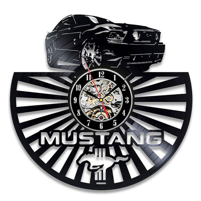 Mustang Auto Schallplattenuhr für Autofans Geschenk