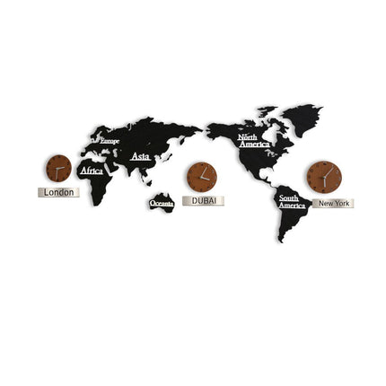 Große Weltkarten-Wanduhr mit Zeitzonen