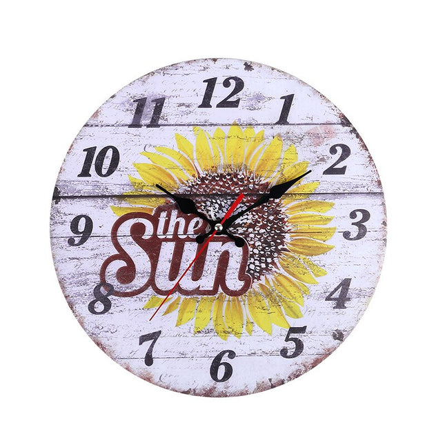 Wanduhr im Vintage-Stil mit Sonnenblume