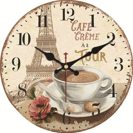 Retro Küchenuhr mit Paris Café-Motiv