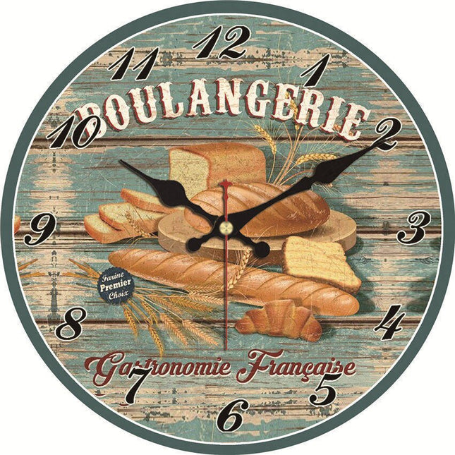 Rustikale Küchenuhr mit Käse-Motiv