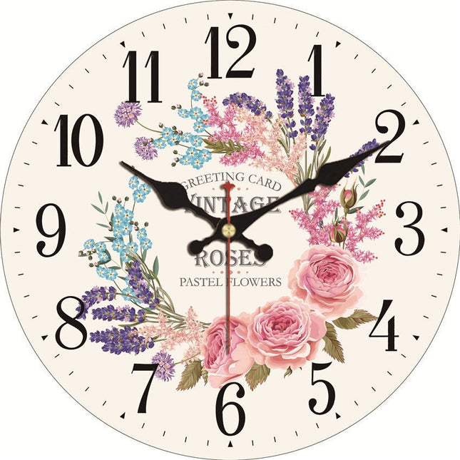 Vintage Wanduhr mit rosa Rosen