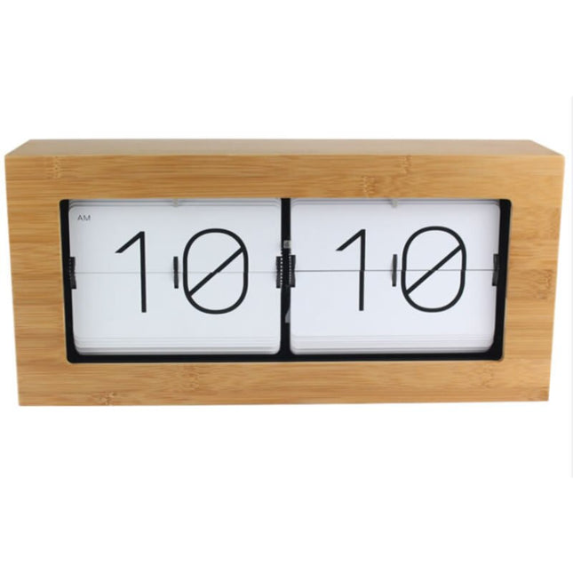 Retro Flip Uhr im Holzgehäuse