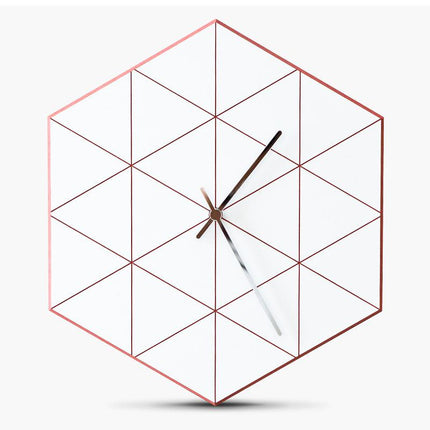 Leise geometrische Wanduhr sechseckig aus Metall