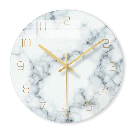 Design Wanduhr aus Glas Marmor-Optik