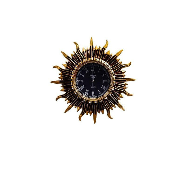 Barocke Wanduhr in Sonnenform Gold Schwarz