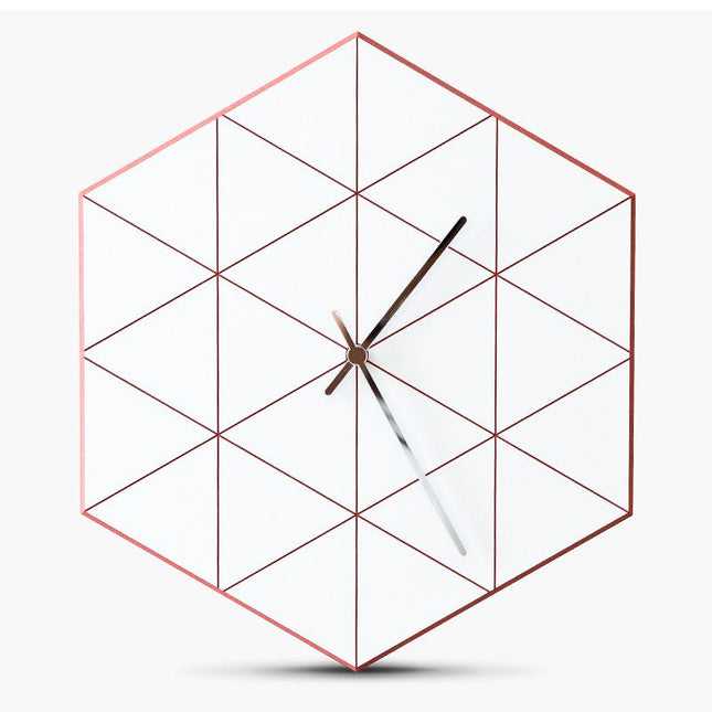 Leise geometrische Wanduhr sechseckig aus Metall