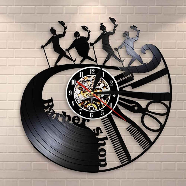 Barber Shop Schallplattenuhr für Friseursalon Deko