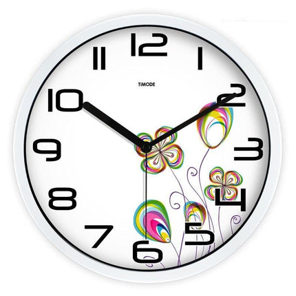 Leise Wanduhr mit buntem Blumenmotiv