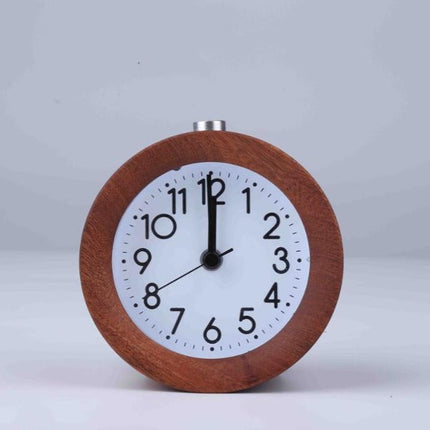 Runder Wecker aus Holz Nachttischuhr
