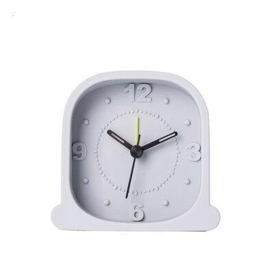 Moderner analoger Wecker in weiß ohne Ticken