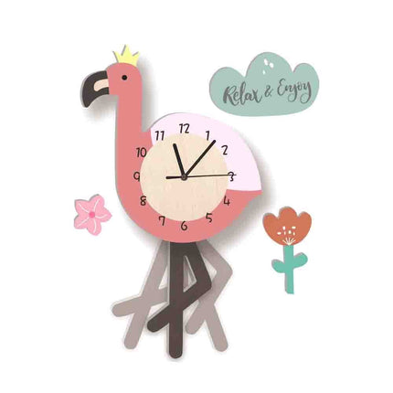 Kinder Wanduhr in Flamingo-Form