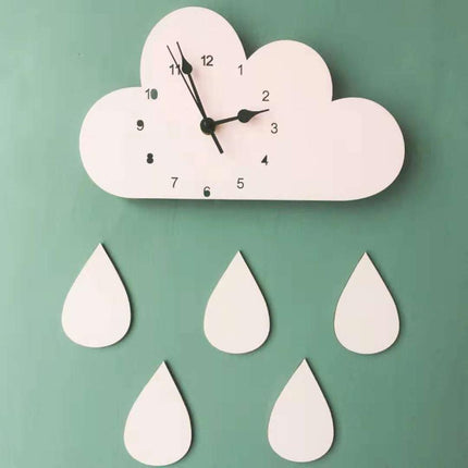 Wanduhr Wolke mit bunten Regentropfen