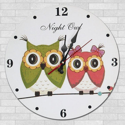 Runde Wanduhr für Kinder mit Eulenmotiv