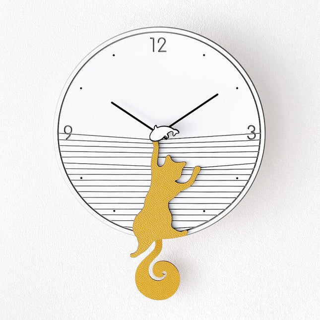 Lustige Wanduhr Katze mit Pendel
