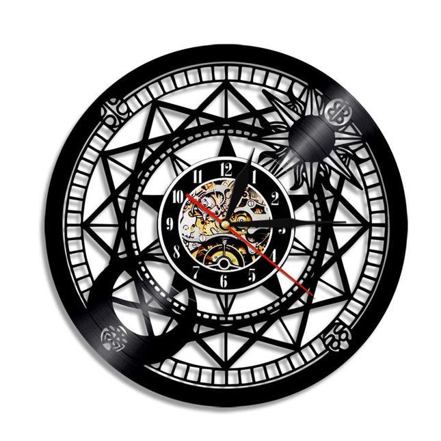 Schallplattenuhr Kompass nautisches Design Vinyl