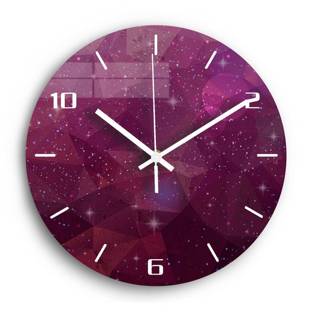 Moderne Glas-Wanduhr mit Galaxie-Motiv