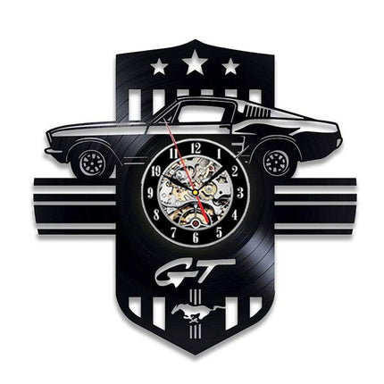 Mustang Auto Schallplattenuhr für Autofans Geschenk