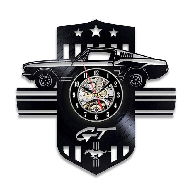 Mustang Auto Schallplattenuhr für Autofans Geschenk