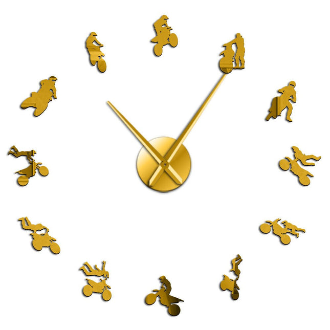 Große 3D Wanduhr mit Motorrad-Motiven