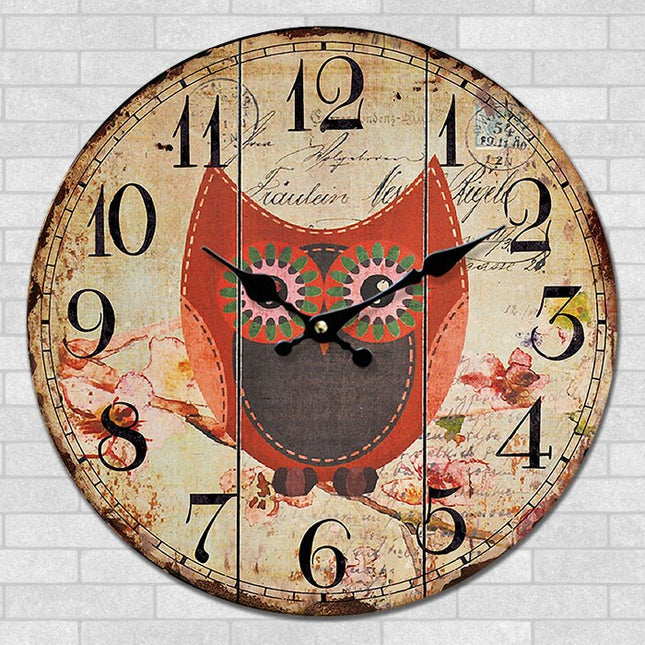 Runde Wanduhr für Kinder mit Eulenmotiv