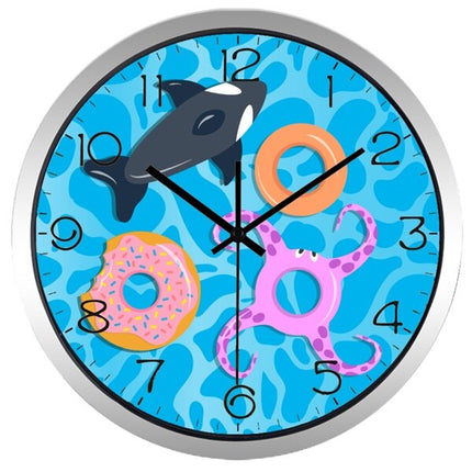 Lustige Kinder Wanduhr mit Schwimmbad-Motiv