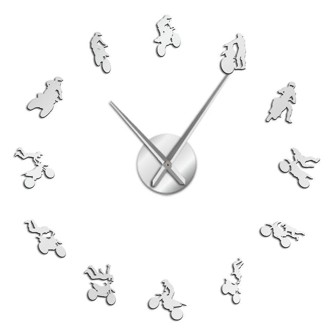 Große 3D Wanduhr mit Motorrad-Motiven