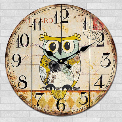 Runde Wanduhr für Kinder mit Eulenmotiv