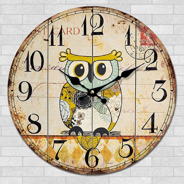 Runde Wanduhr für Kinder mit Eulenmotiv