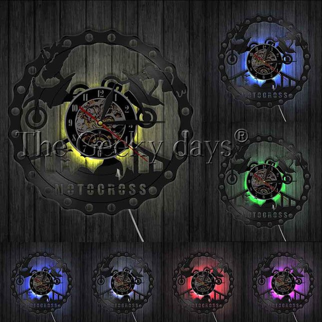 Motorrad Schallplattenuhr im Ketten-Design