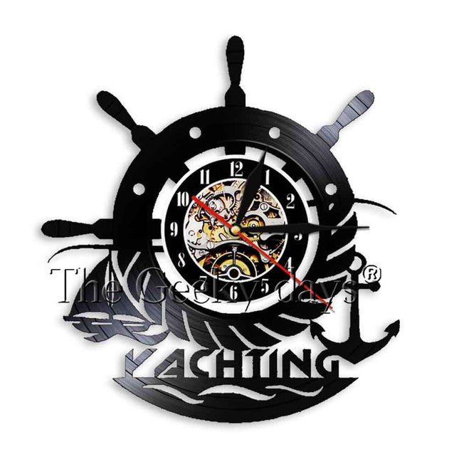 Maritime Schallplattenuhr mit Anker Motiv