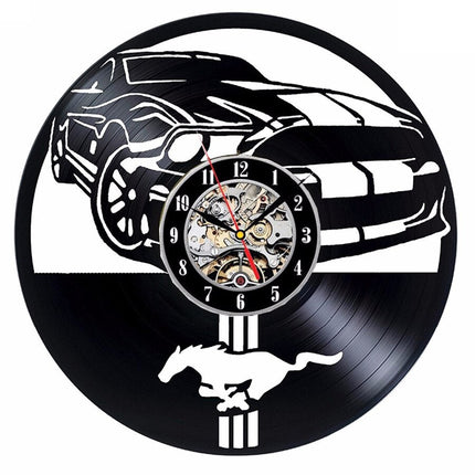 Mustang Auto Schallplattenuhr für Autofans Geschenk