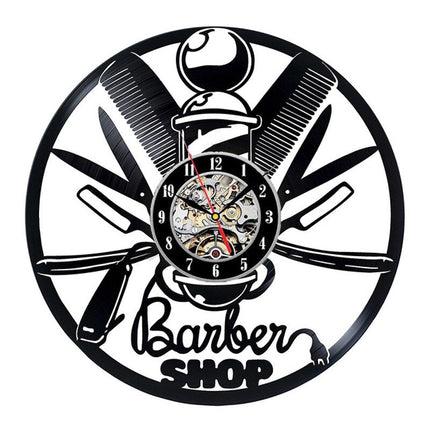 Schallplattenuhr für Friseursalon Barbershop Deko