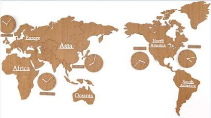 Weltkarten-Wanduhr mit 5 Zeitzonen